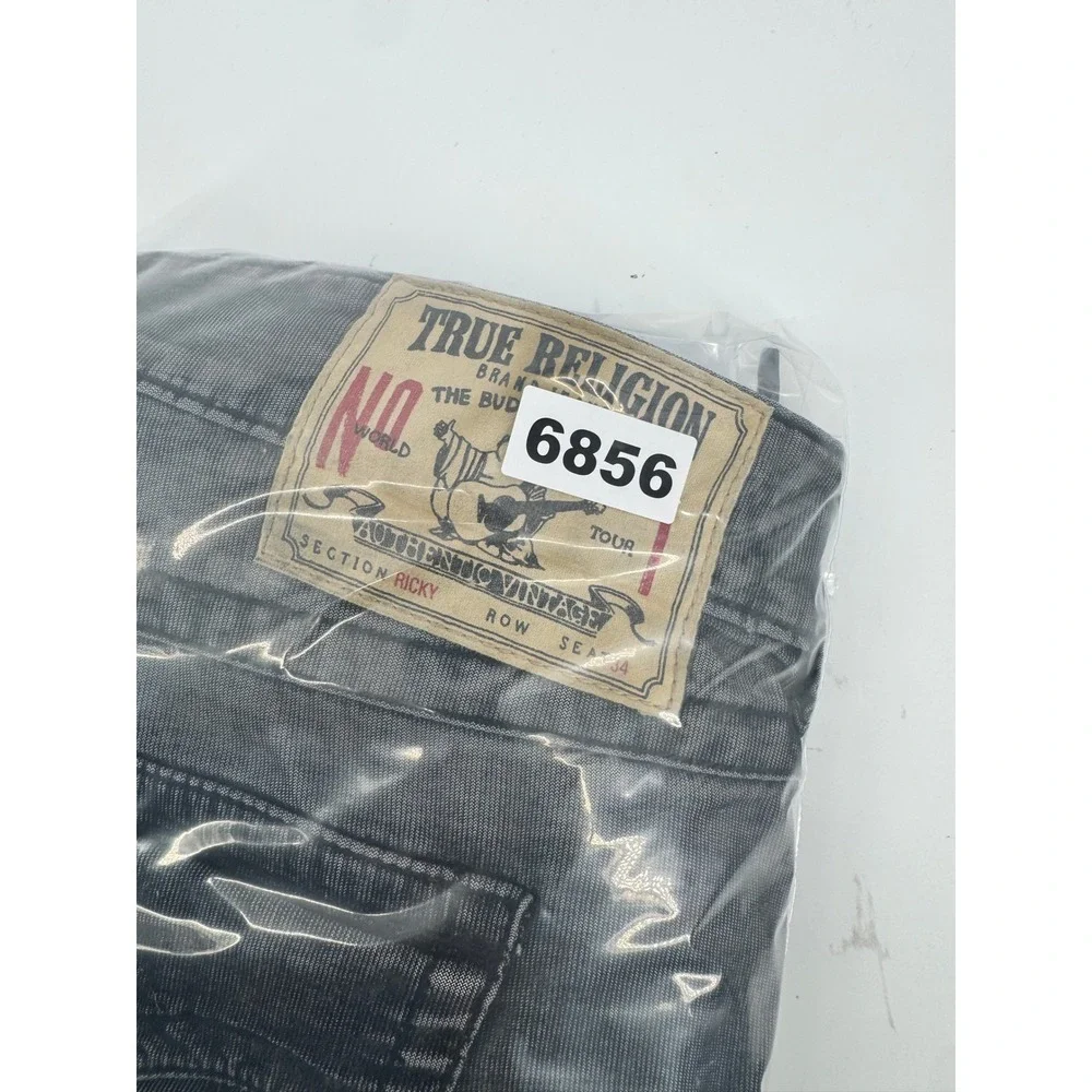 True Religion‎ Jeans Ricky 44x34 Bootcut Black Grey Wash Flap Pocket Baggy